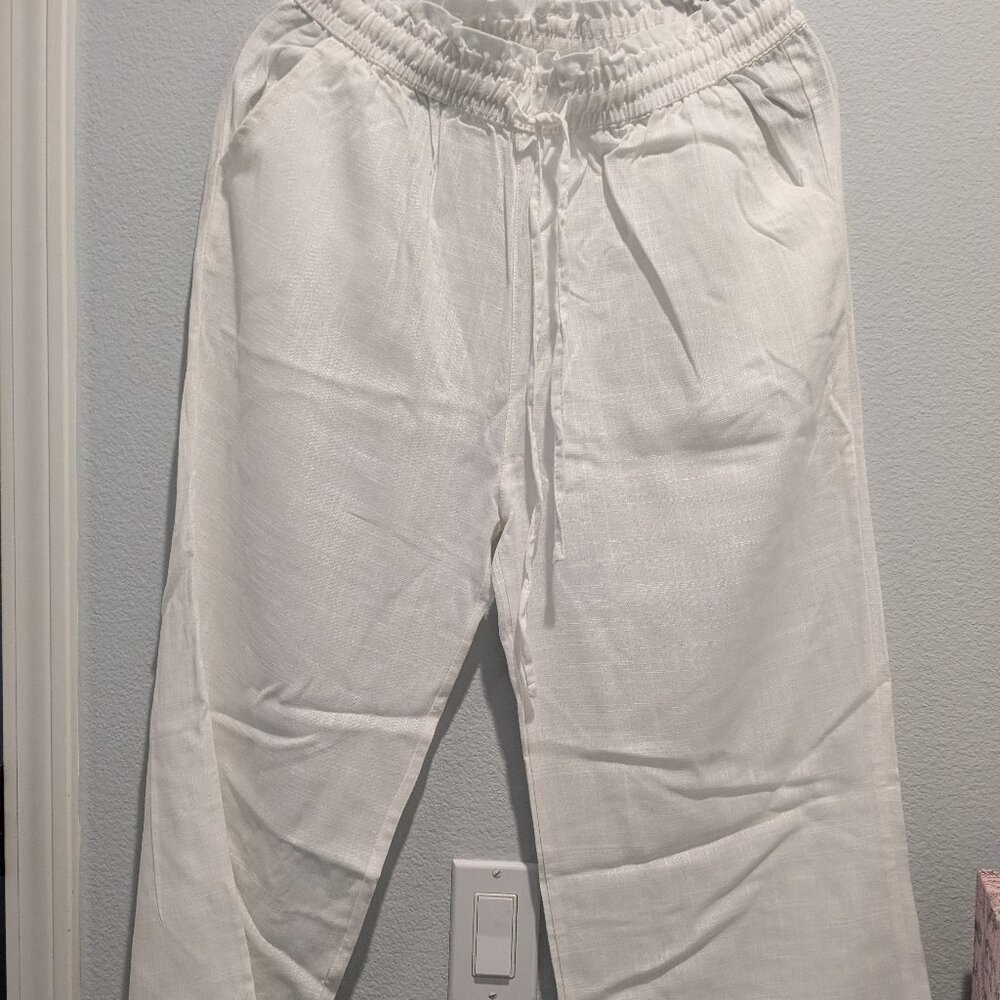 Vintage 100% Linen White Pants - Medium